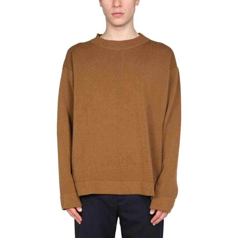 MARGARET HOWELL Men's Crew Neck Fine Knit Sweater Men BROWN Sweaters & Cardigans